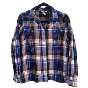 Duluth Plaid Collared Button Down Flannel Shirt Blue Pink Yellow Sz Small